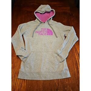 The North Face Hoodie Pullover Womens S Gray/Purple Half Dome Logo Sweater(A448)